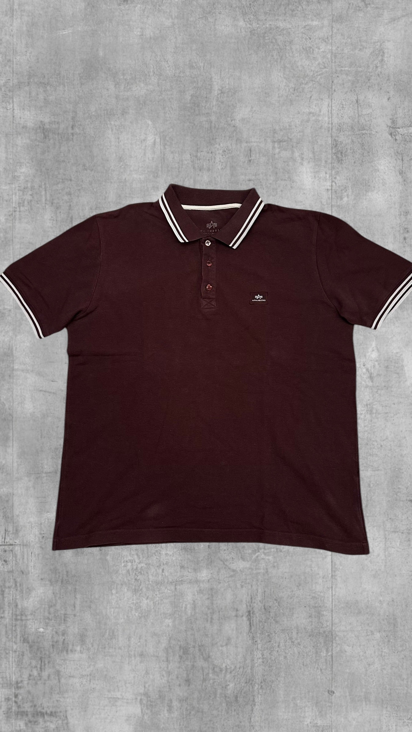 Alpha Industries Polo Shirt Weinrot  Weiß M