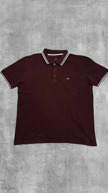 Alpha Industries Polo Shirt Weinrot  Weiß M