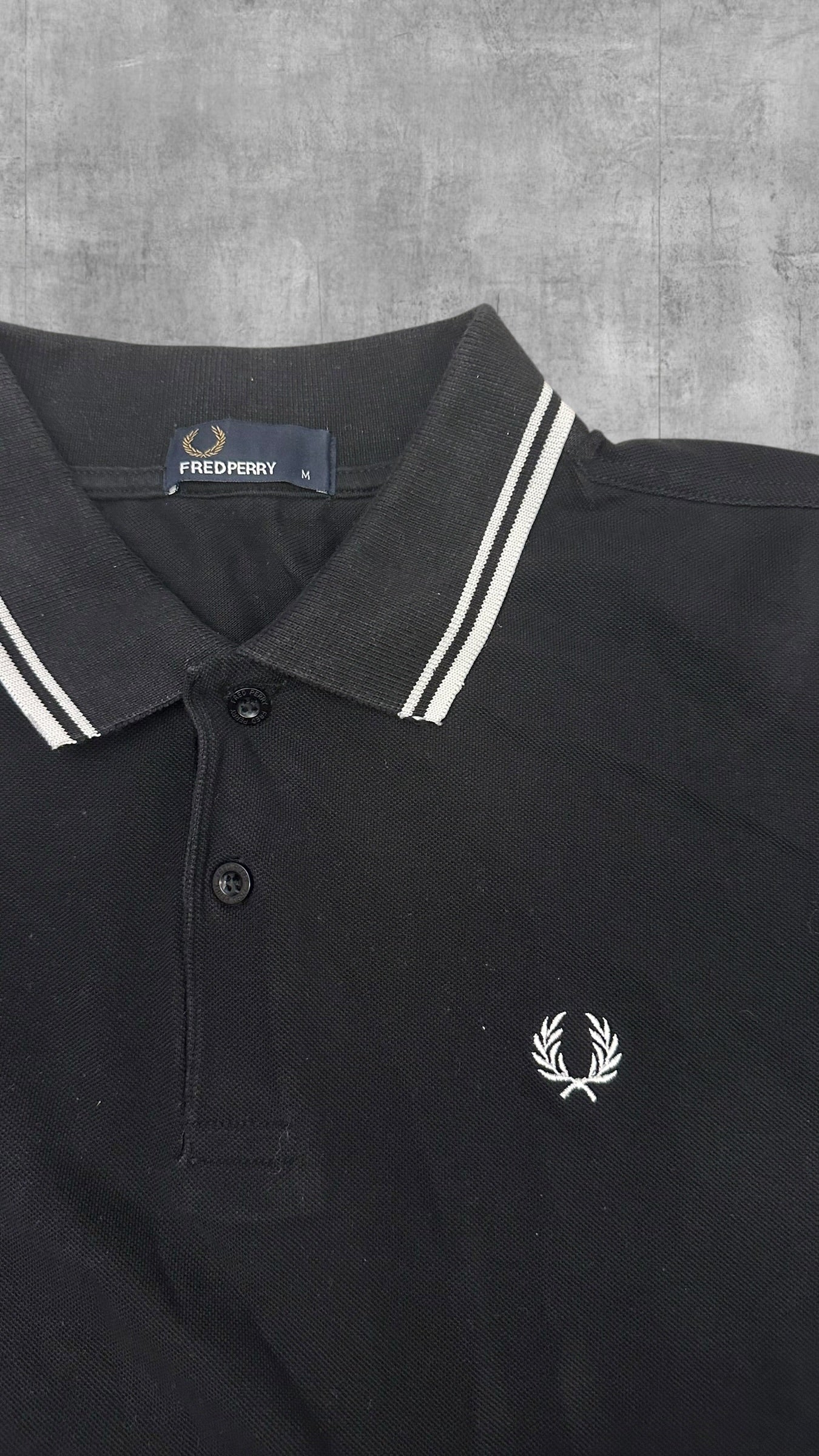 Fred Perry Polo Shirt Schwarz Weiß M