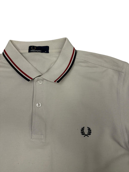 Fred Perry Polo Shirt Weiß Schwarz Rot M