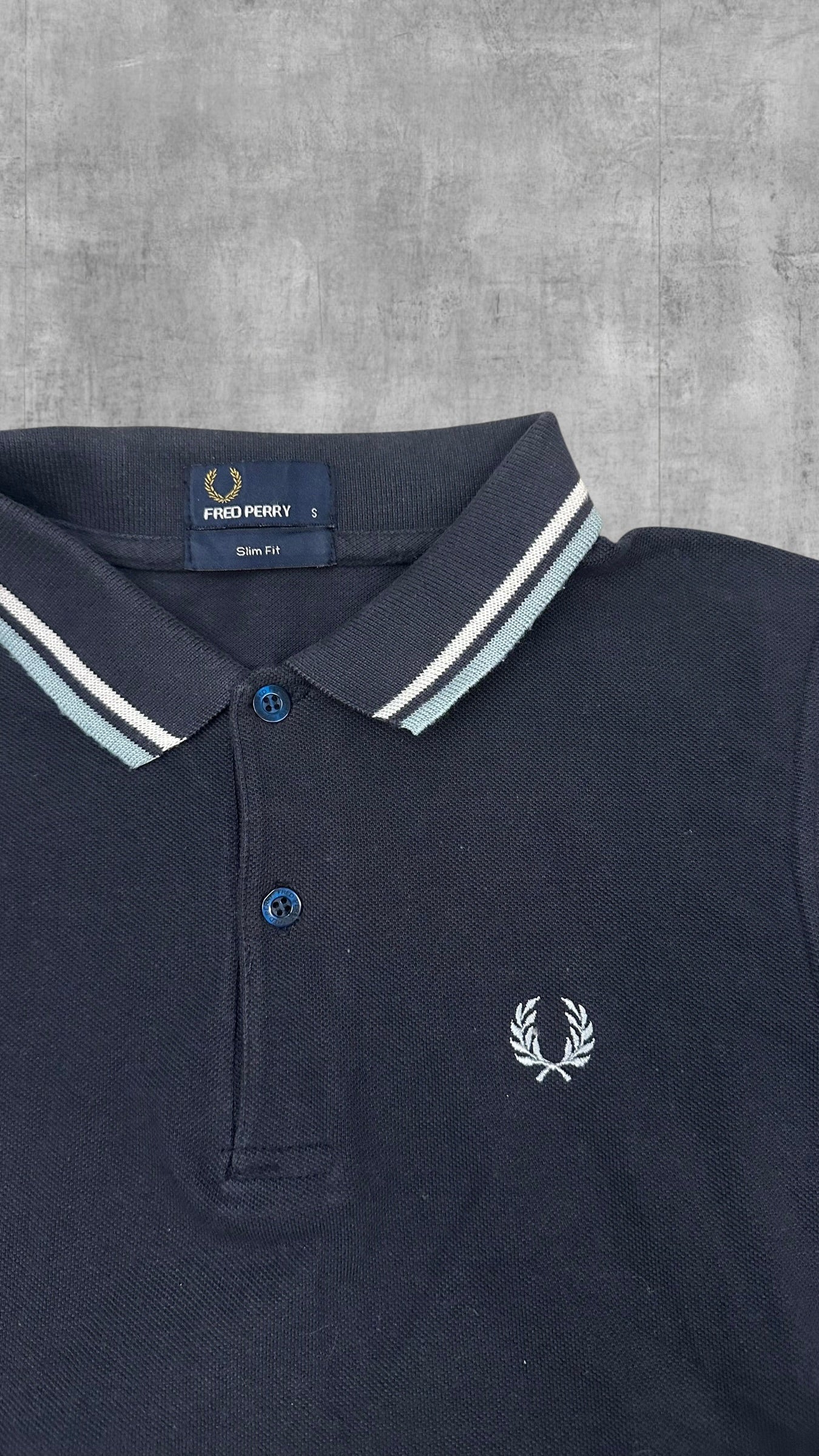 Fred Perry Polo Shirt Schwarzblau Weiß S Slim Fit