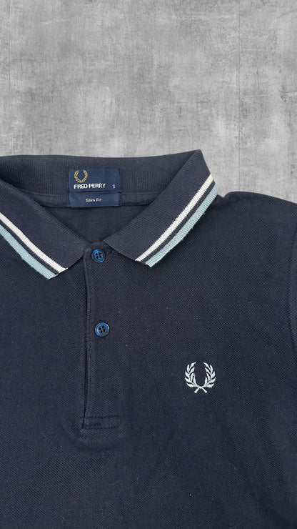 Fred Perry Polo Shirt Schwarzblau Weiß S Slim Fit