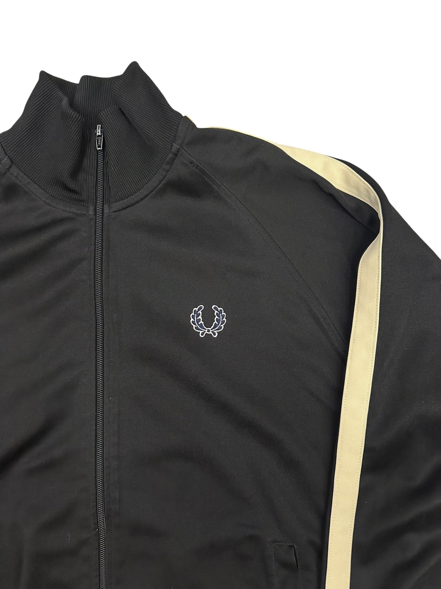 Fred Perry Vintage Trainingsjacke Taped Schwarz Beige L