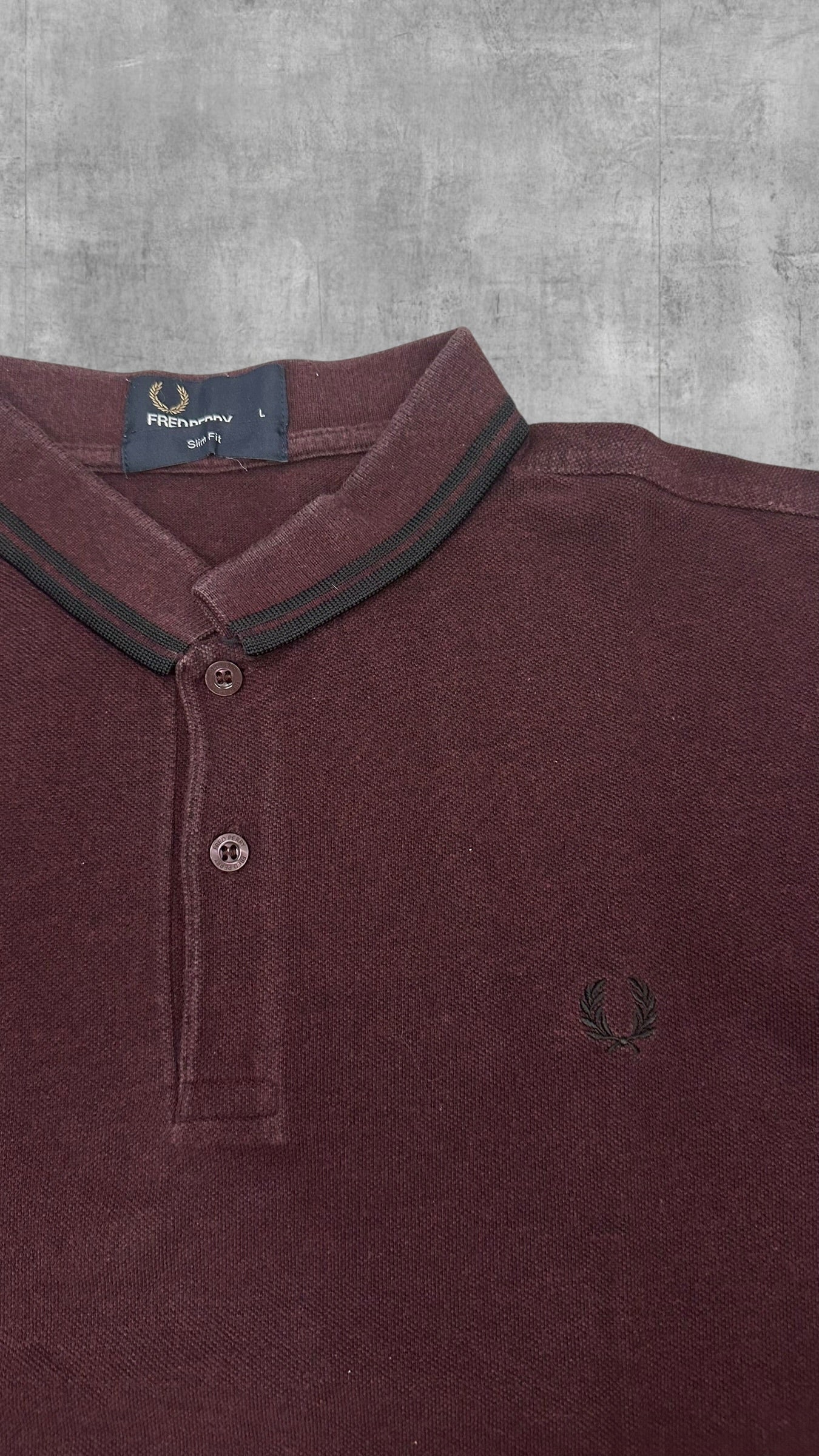 Fred Perry Polo Shirt Weinrot Schwarz L Slim Fit
