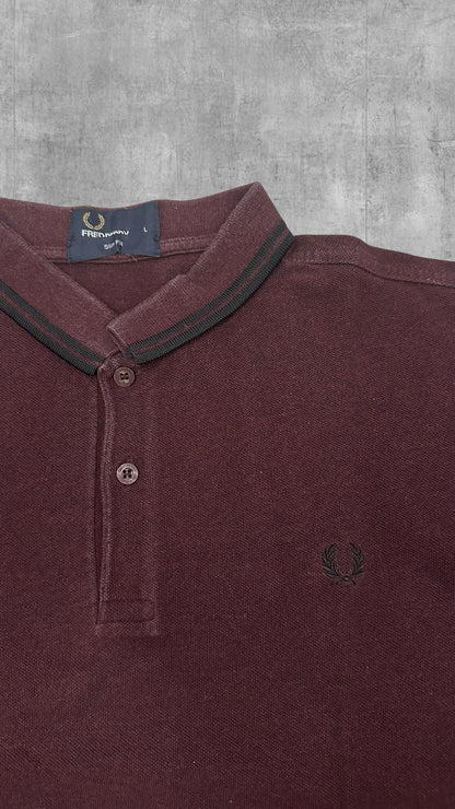 Fred Perry Polo Shirt Weinrot Schwarz L Slim Fit