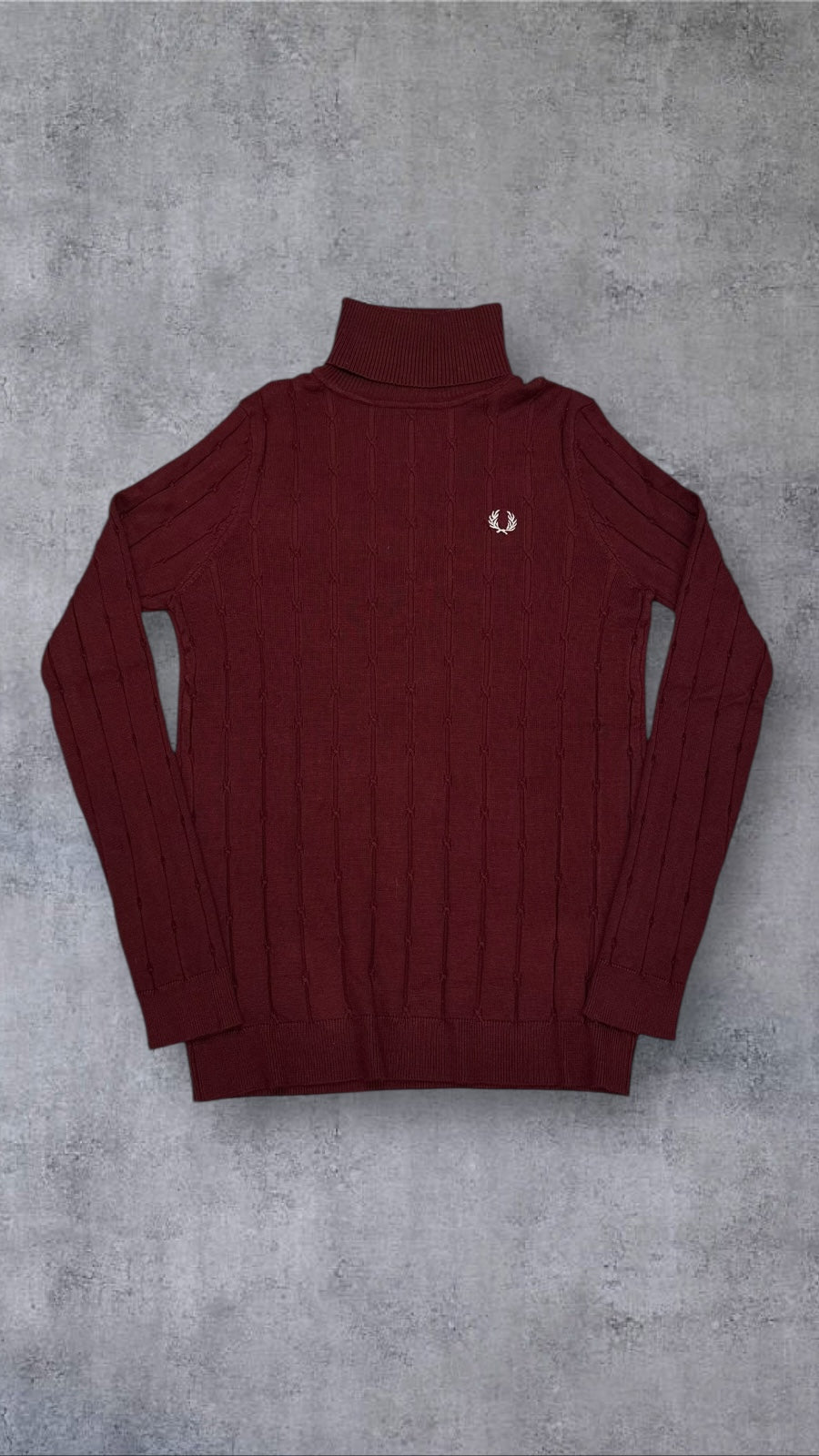 Fred Perry Stretch Rollkragenpullover Bordeuaux M