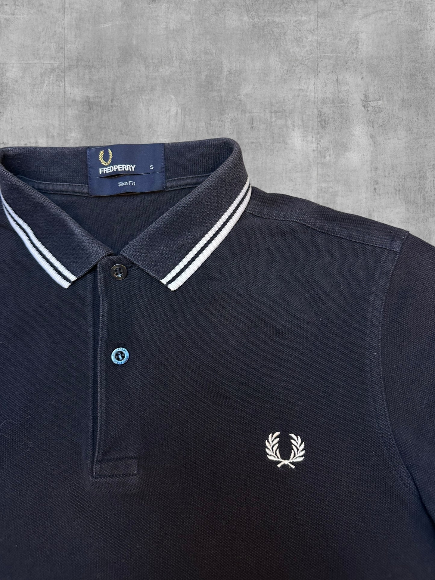 Fred Perry Polo Shirt Schwarz Weiß S Slim Fit