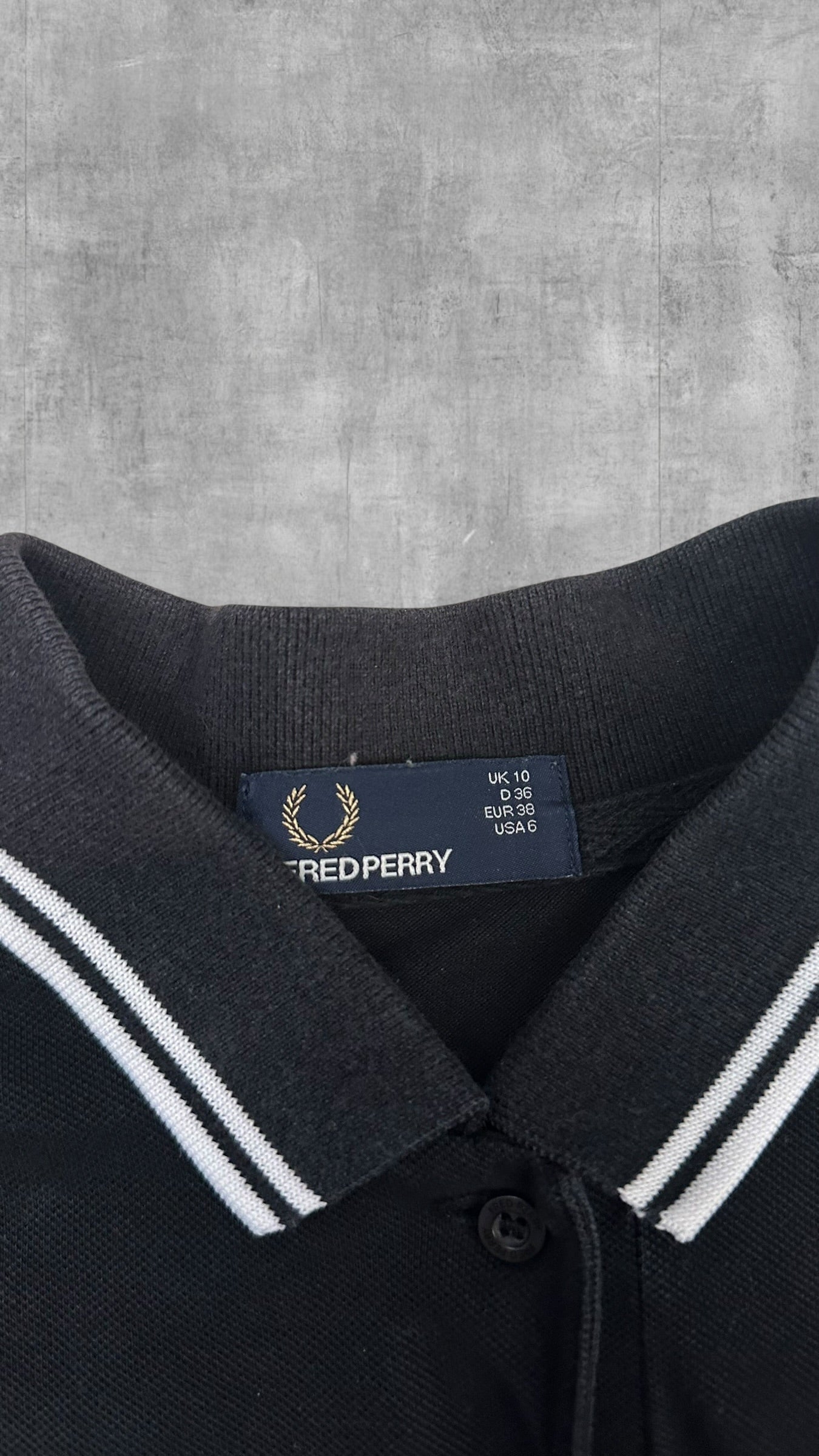 Fred Perry Damen Polo Shirt Schwarz Weiß S