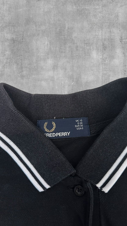 Fred Perry Damen Polo Shirt Schwarz Weiß S