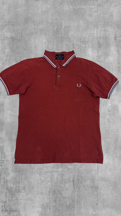Fred Perry Polo Shirt Weinrot Türkis Weiß S