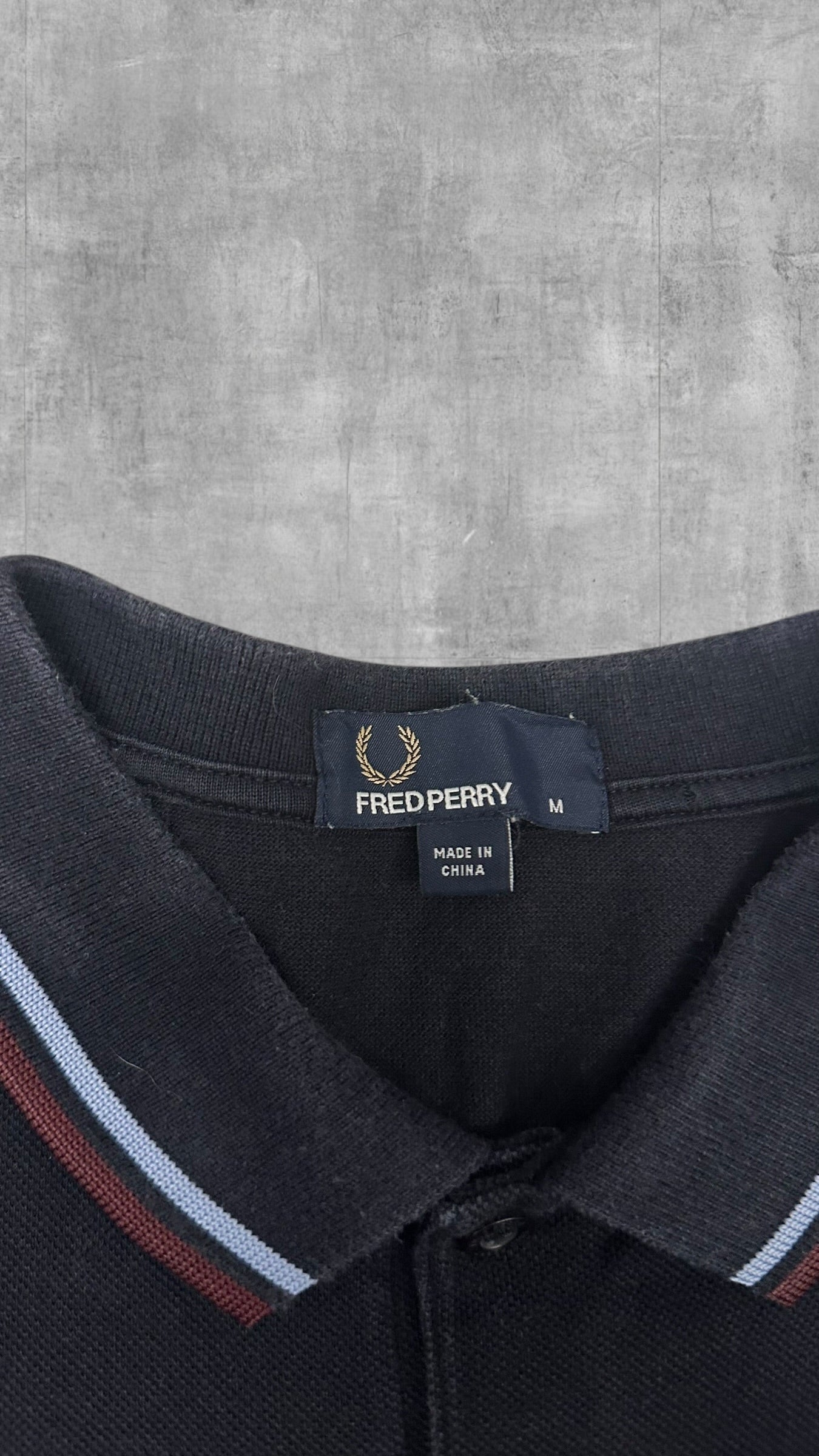 Fred Perry Polo Shirt Schwarzblau Weinrot M