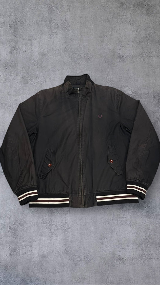 Fred Perry Vintage Bomberjacke Grau Bordeaux Rot L