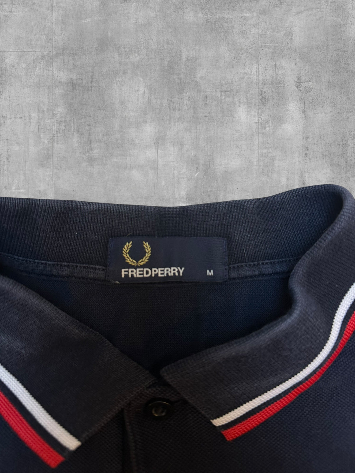 Fred Perry Polo Shirt Schwarz Rot Weiß M