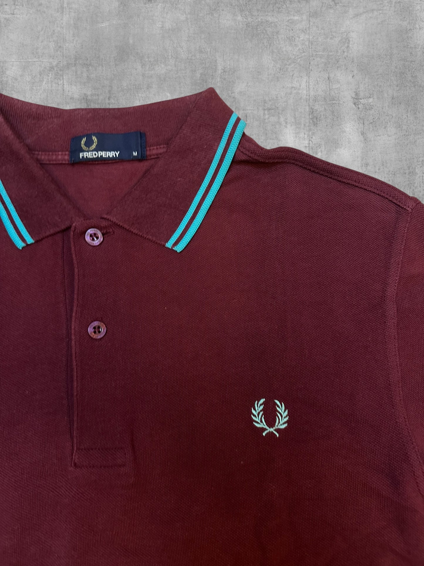 Fred Perry Polo Shirt Weinrot Khaki M