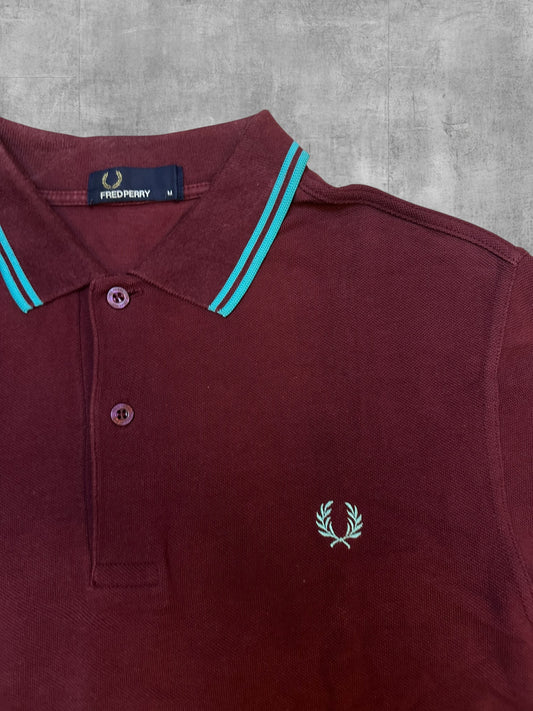 Fred Perry Polo Shirt Weinrot Khaki M