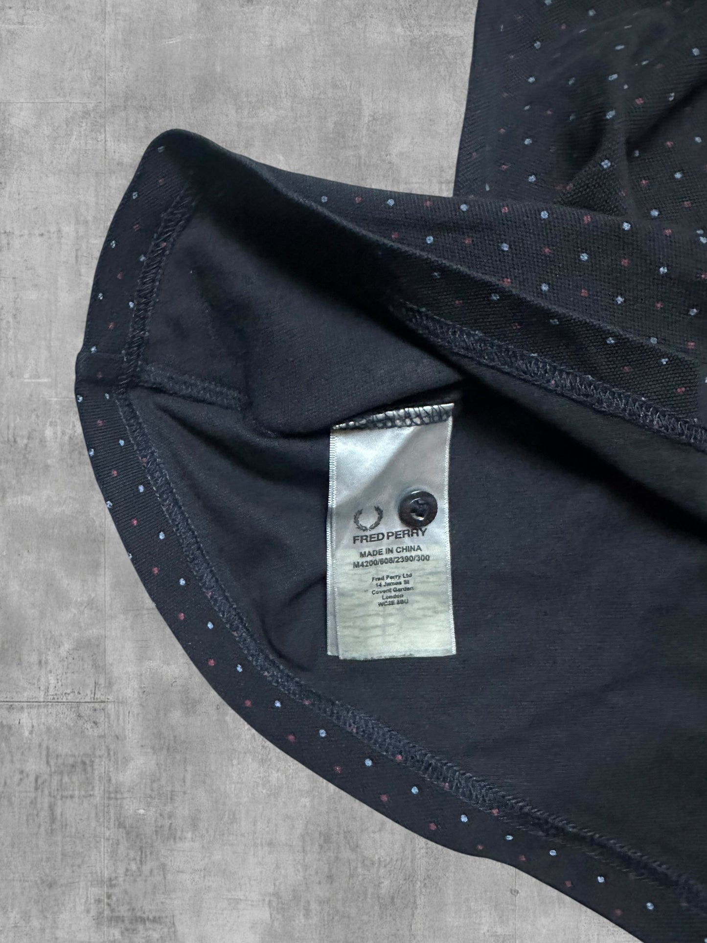 Fred Perry Polo Shirt Schwarz Weinrot Türkis Gepunktet XL slim fit