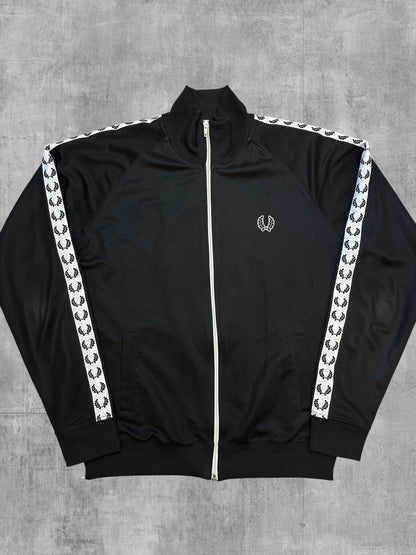 Fred Perry Vintage Trainingsjacke Taped Schwarz Weiß L