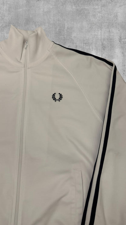 Fred Perry Trainingsjacke Taped Zip Jacke Weiß Schwarz L