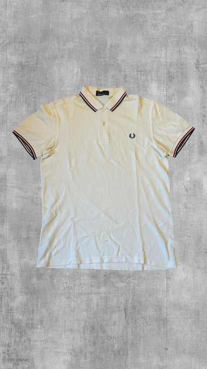 Fred Perry Polo Shirt Weiß Schwarz Rot M