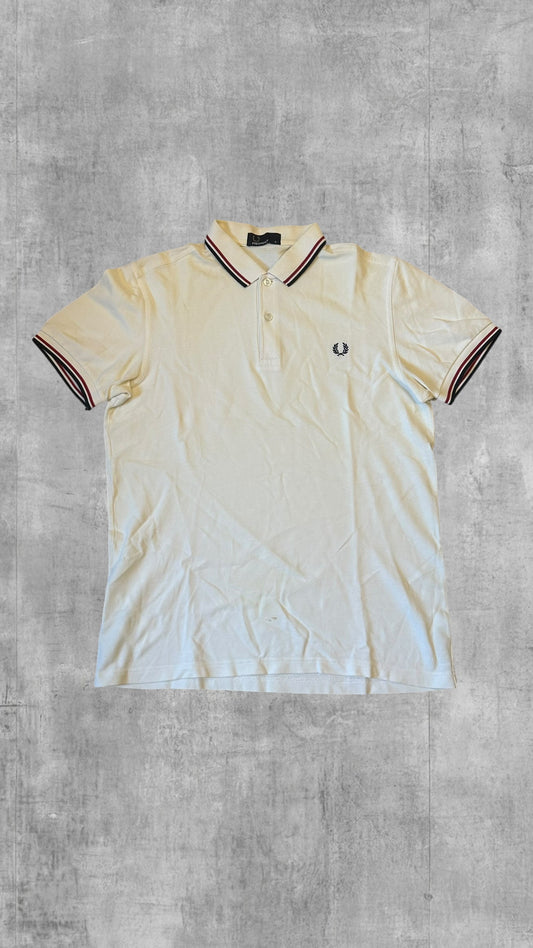 Fred Perry Polo Shirt Weiß Schwarz Rot M