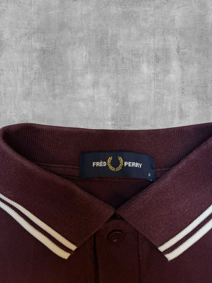 Fred Perry Polo Shirt Weinrot Weiß M