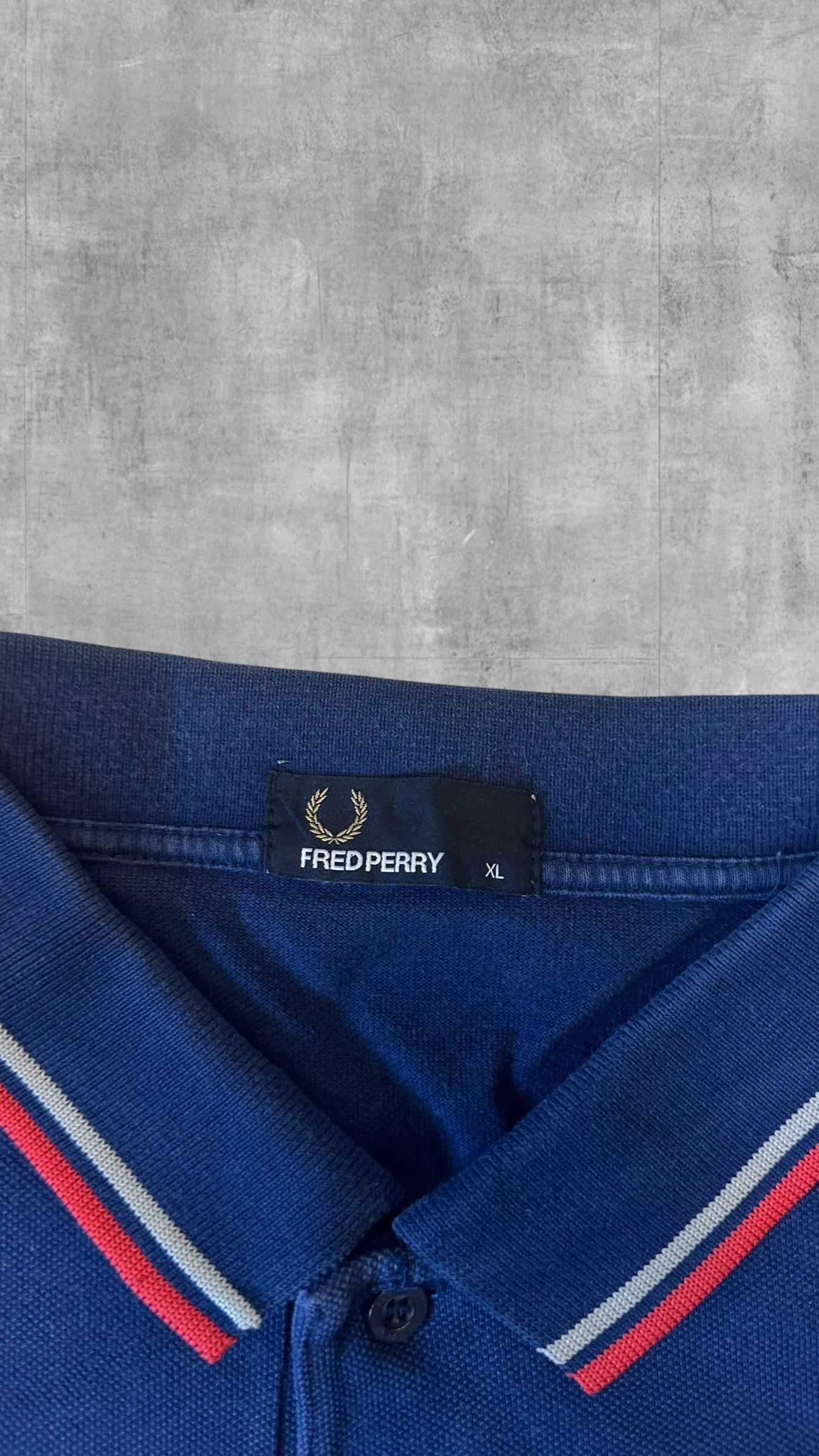 Fred Perry Polo Shirt Navy Blau Rot XL