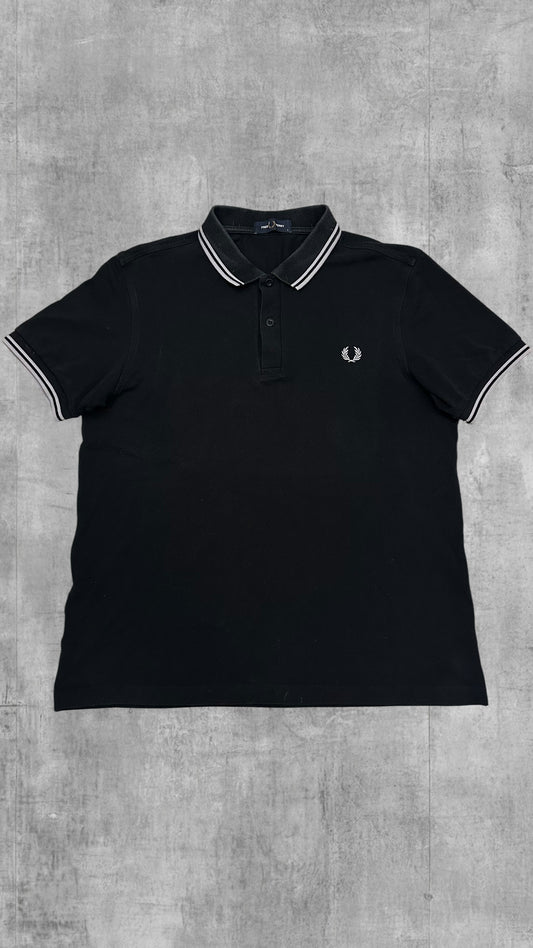 Fred Perry Backprint Polo Shirt Schwarz Weiß L