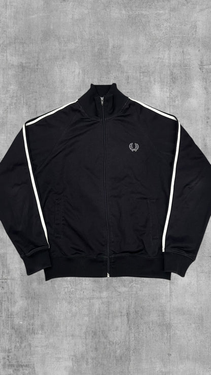 Fred Perry Vintage Trainingsjacke Taped Zip Jacke Schwarz Weiß S