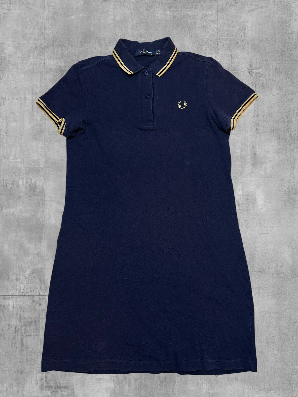 Fred Perry Polokleid Schwarzblau Gold Frauengröße M 38