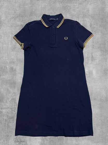 Fred Perry Polokleid Schwarzblau Gold Frauengröße M 38