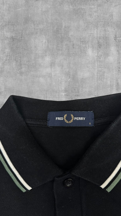 Fred Perry Polo Shirt Schwarz Weiß Khaki S