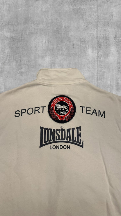 Lonsdale London Vintage Trainingsjacke Backprint Weiß Babyblau L