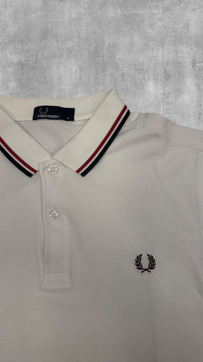 Fred Perry Polo Shirt Weiß Schwarz Rot M
