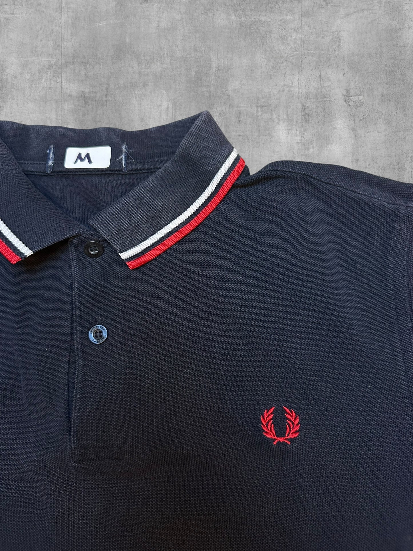 Fred Perry Polo Shirt Schwarz Rot Weiß M