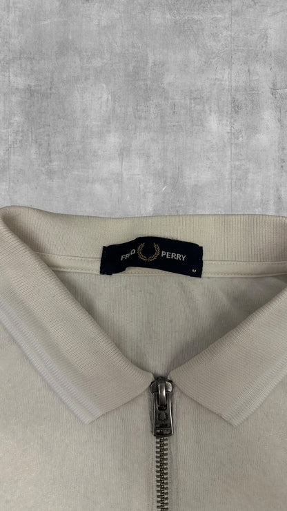 Fred Perry Zip Polo Shirt Weiß M
