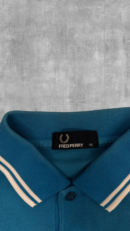 Fred Perry Polo Shirt Türkis Weiß XS