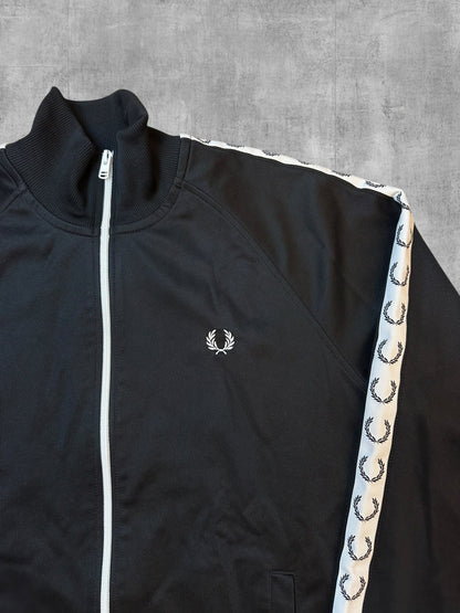 Fred Perry Trainingsjacke Taped Schwarz Weiß M