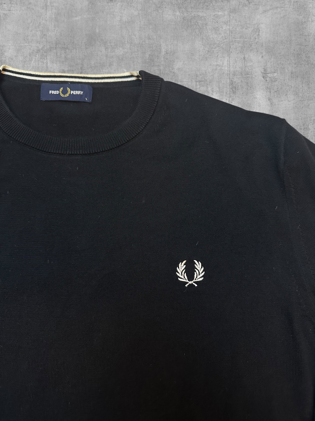 Fred Perry Sweatshirt Schwarz Weiß L
