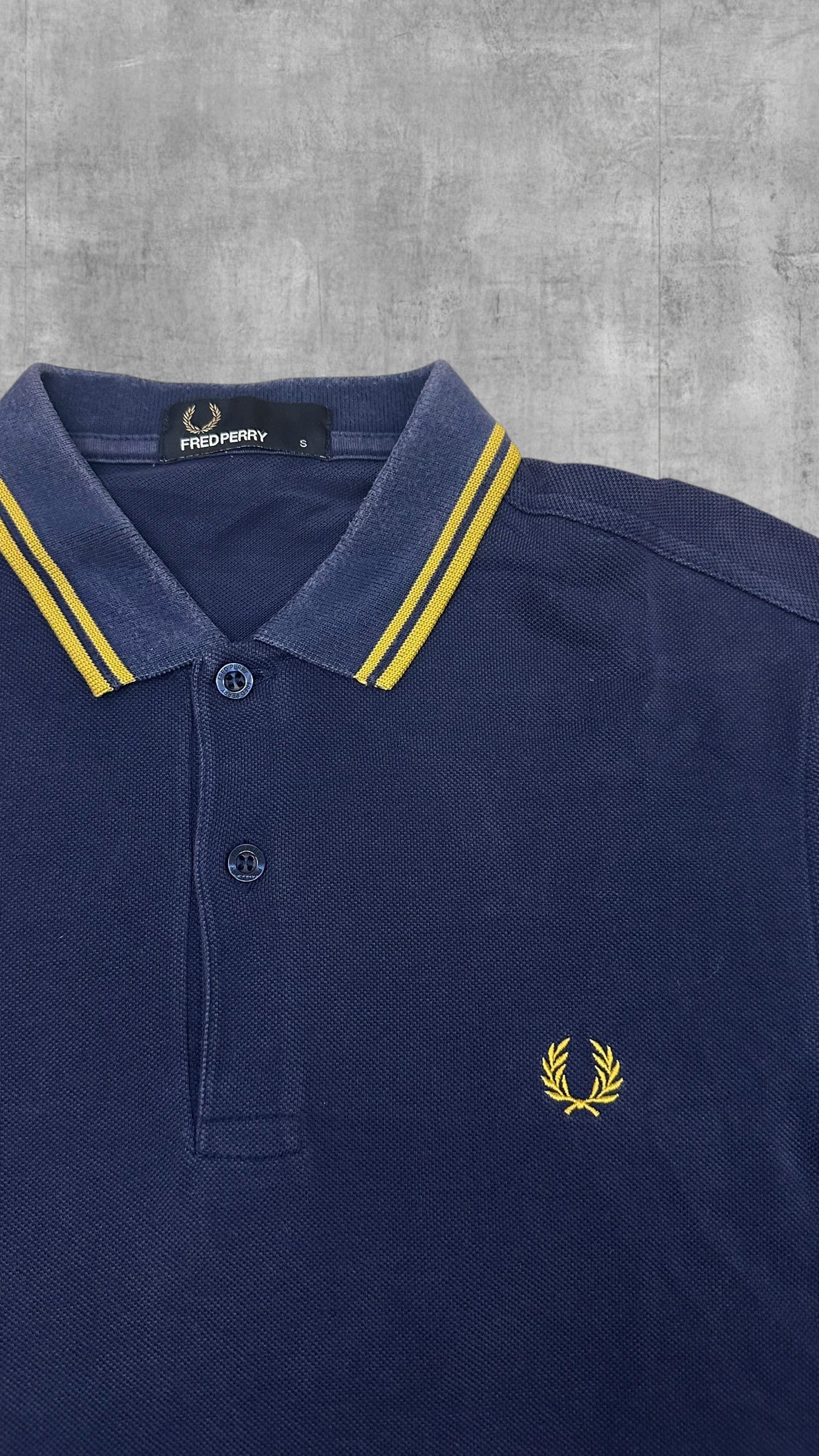 Fred Perry Polo Shirt Navy Blau Gelb S