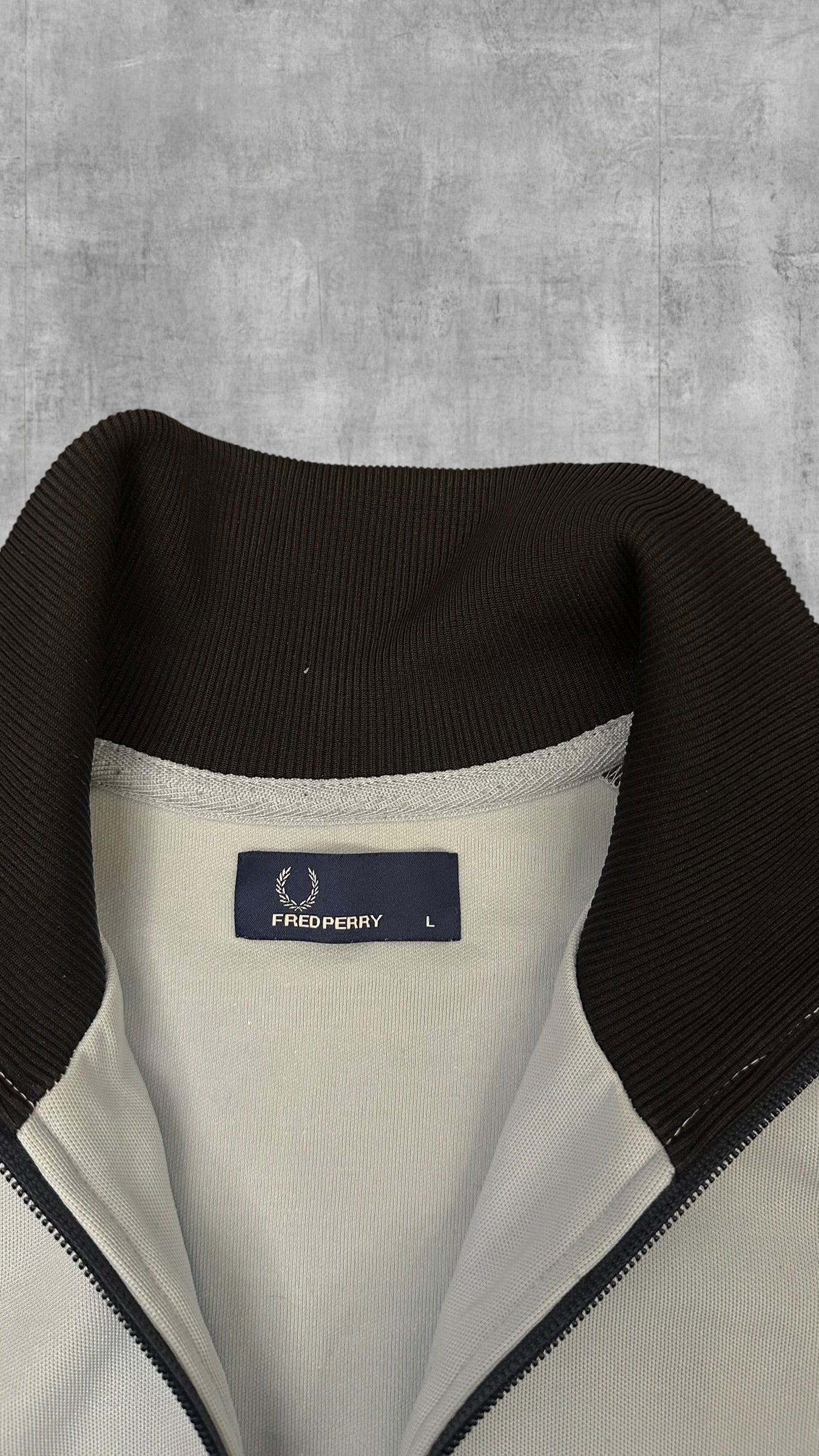Fred Perry Vintage Trainingsjacke Taped Schwarzblau Hellblau Weiß L