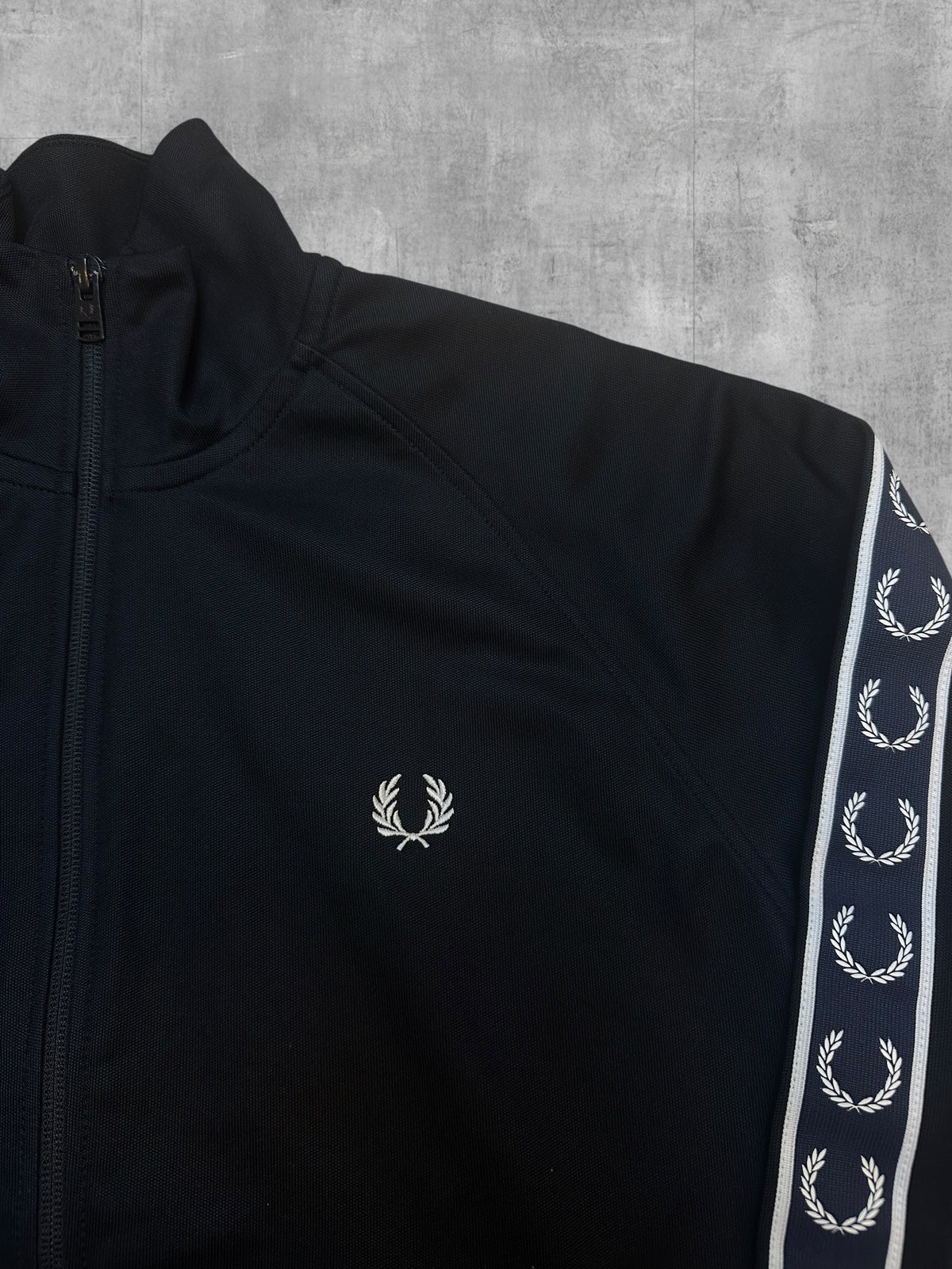 Fred Perry Taped Track Jacket Black White M