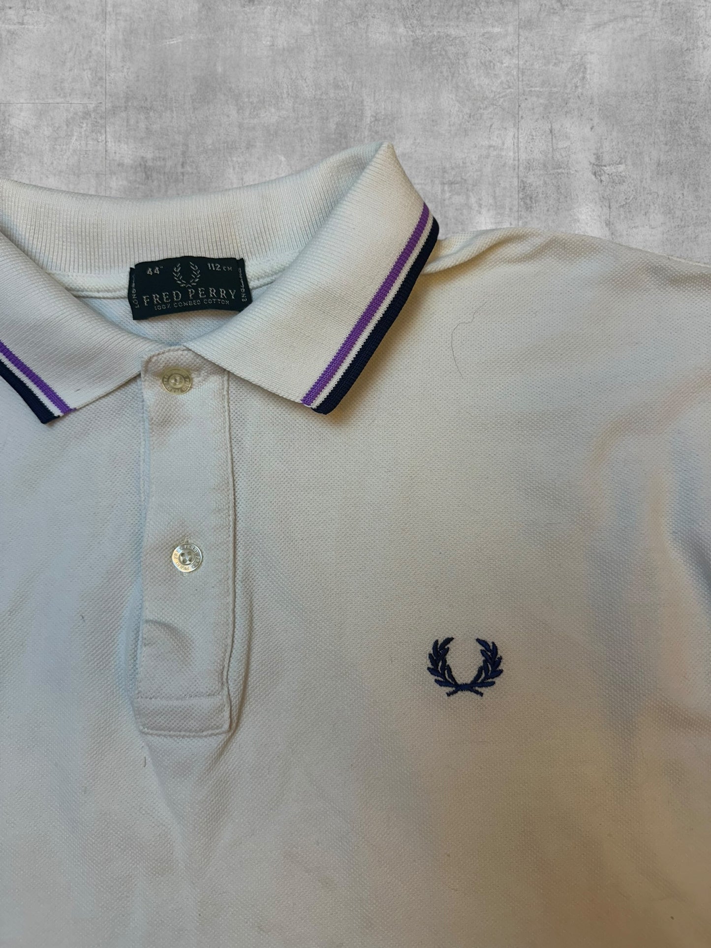 Fred Perry Polo Shirt Weiß Schwarz Lila M