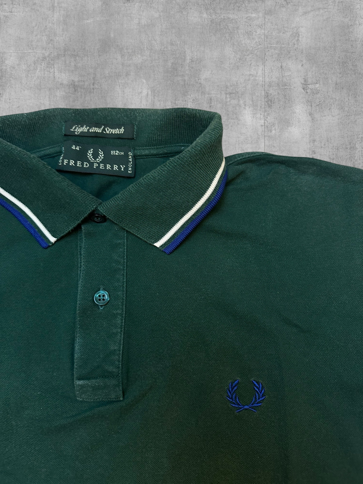 Fred Perry Poloshirt Grün Weiß Blau L