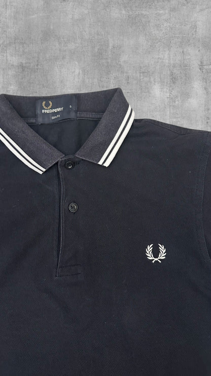 Fred Perry Polo Shirt Schwarz Weiß S Slim Fit