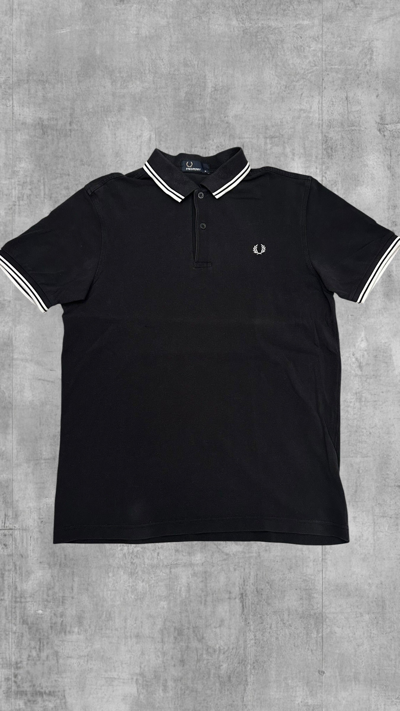 Fred Perry Polo Shirt Schwarz Weiß M