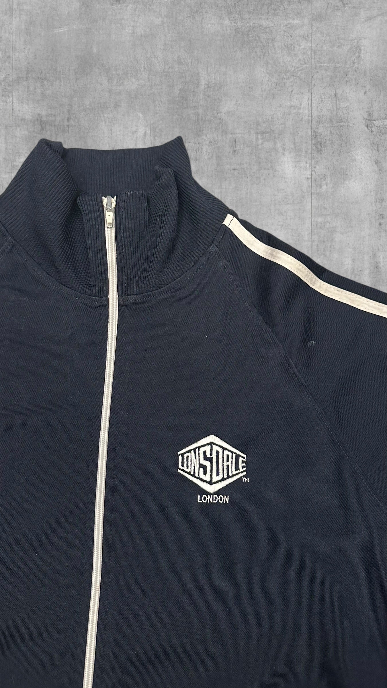 Lonsdale London taped Trainingsjacke Backprint Navy Blau Weiß Ma