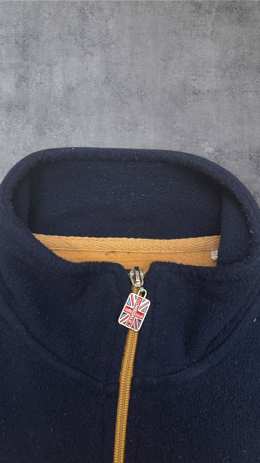 Londsdale London Fleece Jacke Navy Blau Ocker L