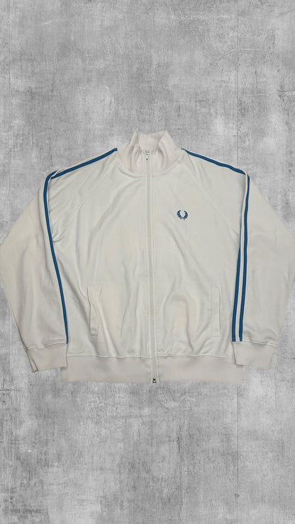 Fred Perry Trainingsjacke Taped Zip Jacke Weiß Hellblau L