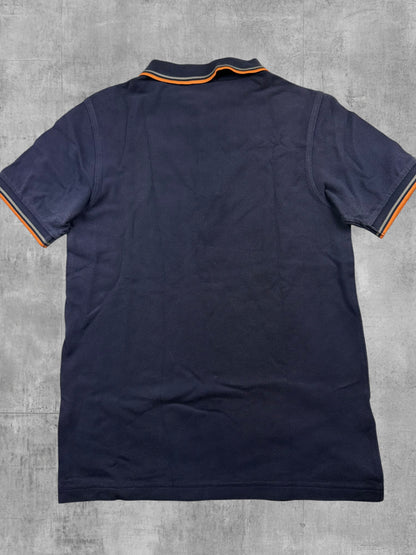 Fred Perry Polo Shirt Navy Blau Orange S Slim Fit