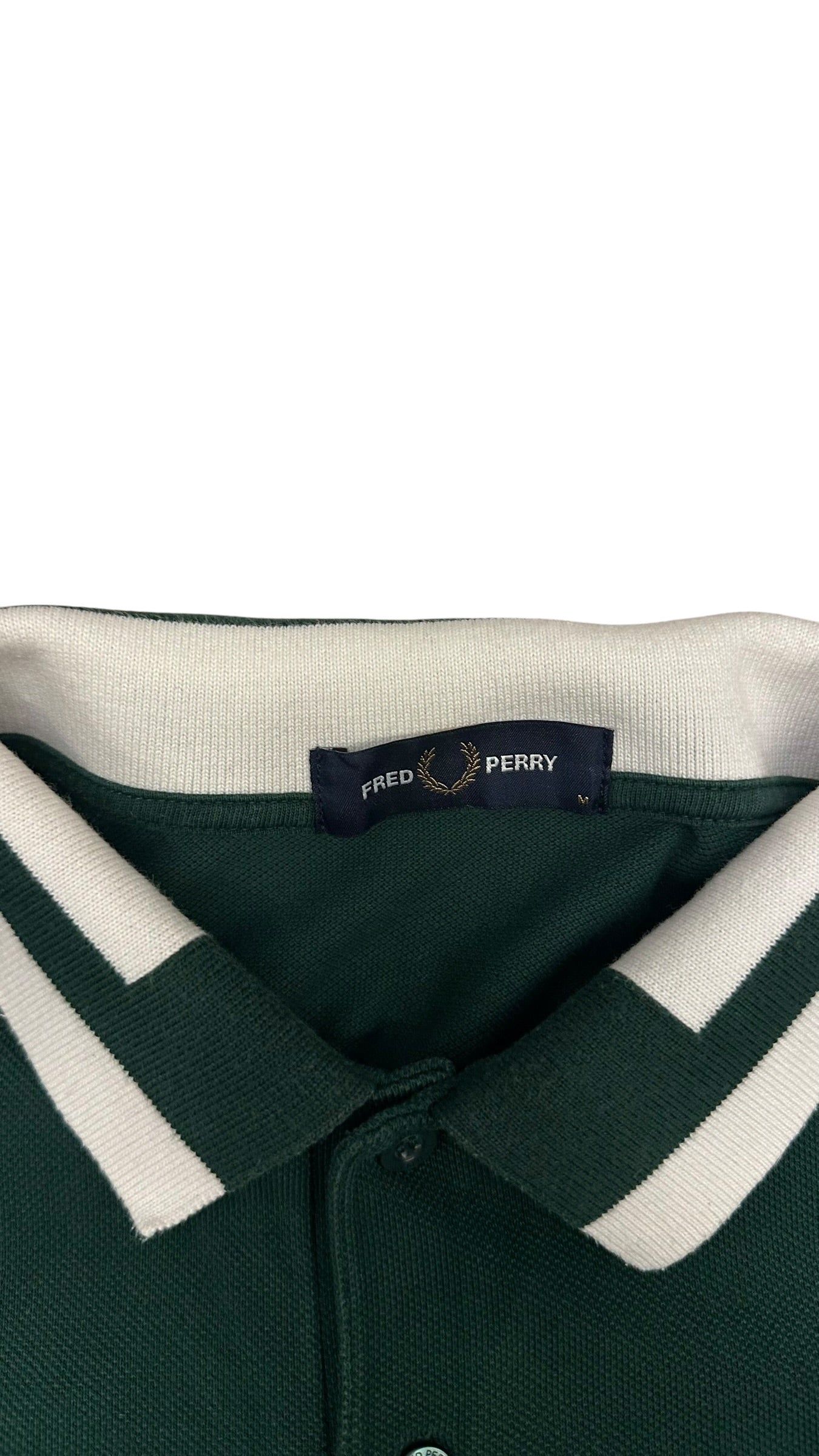 Fred Perry Polo Shirt Dunkelgrün Weiß M